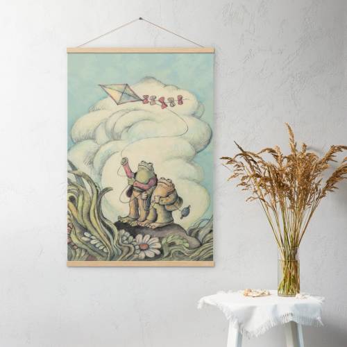 Vintage Frog And Toad Posters with Wood Hangers, Ideal Friends Gift, Arnold Lobel Art Print, Frog Wall Decor, Frog Art, Light Academia Decor