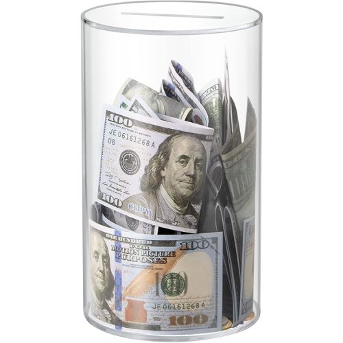 Hicocool Clear Piggy Bank, Acrylic Piggy Bank for Adults Must Break to Open, Unopenable Money Saving Box for Boys Girls Birthday Gift (10" H x 6" D)