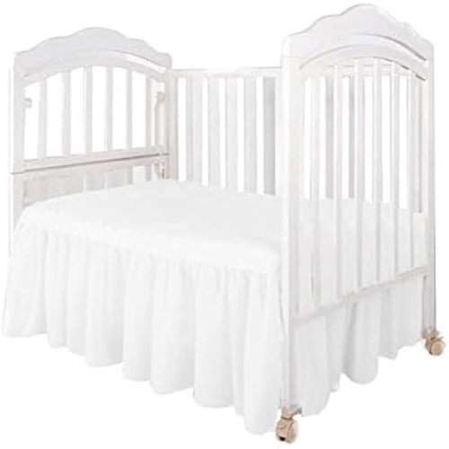 Crib Skirt 100% Microfiber-Durable Elegance for Baby Boys & Girls -Beautiful Ruffles for a Charming Finish -Soft Breathable-Easy On & Off Pleated with a 14” Drop (White Solid)