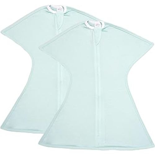 SleepingBaby Zipadee-Zip Swaddle with Zipper Convenience - Baby Swaddle Transition Blanket (Polyester) - Classic Mint - Small (4-8 Month) - 2 Pack