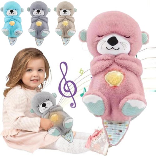 Fisher-Price Baby Toy Soothe Snuggle Otter Portable Fisher-Price Plush Sound Machine with Music Lights & Breathing Motion for Newborns 3+ Months (Pink)