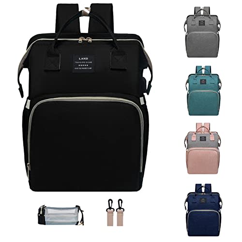 ANWTOTU Baby Diaper Bag Backpack, Diaper Bag with Changing Station Girl Boy Diaper Bag, Large Capacity, 900d Excellent Oxford(Black)