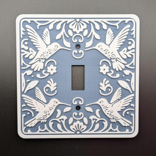 Hummingbird Light Switch Cover - Custom Colors - Single 1 Gang Toggle - Victorian, Shabby Chic, Bird Lover, Elegant Unique Floral Room Decor