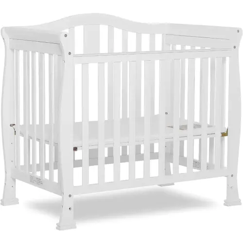Addison 4-In-1 Convertible Mini Crib In White, Greenguard Gold Certified, Non-Toxic Finishes, Built Of New Zealand Pinewood, Comes With 1” Mattress Pad