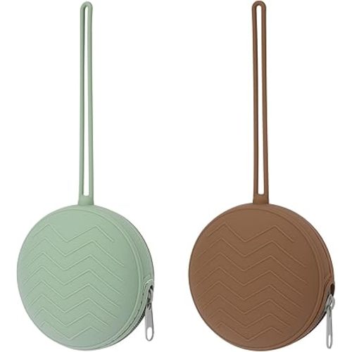 2 Pack Silicone Pacifier Holder Case, BPA-Free Silicone Newborn Pacifier Pouches for Baby Boys & Girls, Portable Silicone Pacifier Container Case (Sage/Clay)
