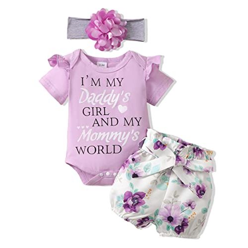 Renotemy Newborn Infant Baby Girl Clothes Summer Outfits Infant Romper Pants Cute Toddler Girl Clothes Gift Set