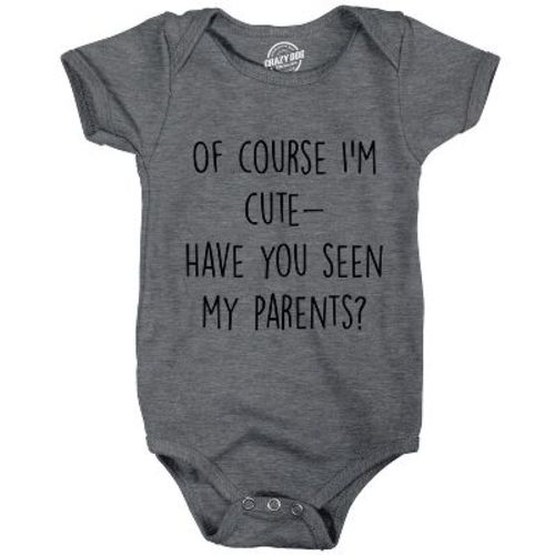 Of Course Im Cute Have You Seen My Parents Baby Bodysuit Funny Adorable Child Jumper For Infants - Crazy Dog Baby Bodysuit Dark Grey 6 Months