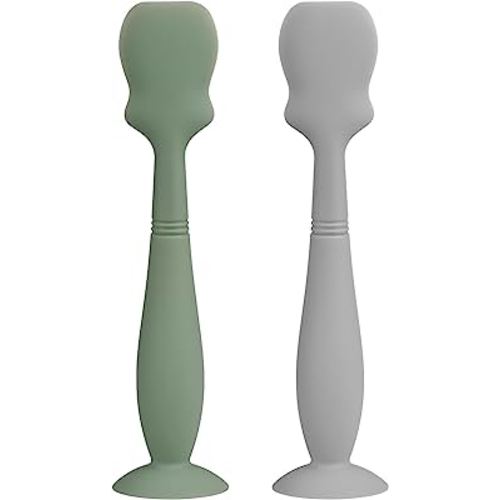 Large Size Baby Diaper Cream Spatula Applicator Soft Silicone Baby Butt Paste Spatula (2Pack,Sage/Gray)