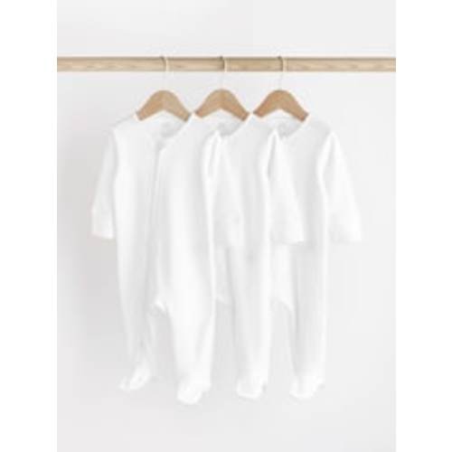 Buy White Essential Zipped 100% Cotton Baby Sleepsuits 3 Pack (0-3yrs) from Next USA