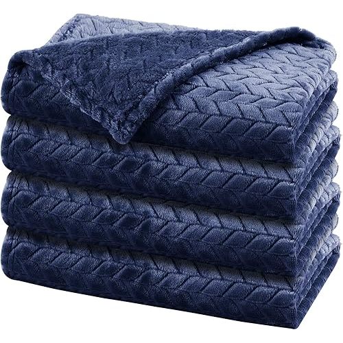 Chumia 4 Pcs Baby Blanket Flannel Cozy Throw Fuzzy Soft Warm Blanket for Newborn Sherpa Fluffy Crib Swaddling Supplies Birthday Baby Shower(24 x 32 Inch,Blue Ashes)