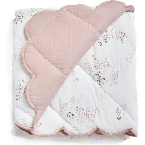 Pehr Reversible Quilted Organic Cotton Blanket, Ivory/ Blush