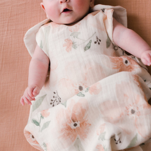 Crane Baby Cotton Muslin Wearable Blanket - Parker Floral, 0-9 M
