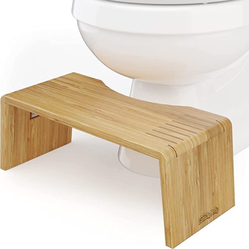 Squatty Potty Oslo Folding Bamboo Toilet Stool – 7 Inches, Collapsible Bathroom Stool for Kids and Adults – Brown, Portable and Space-Saving