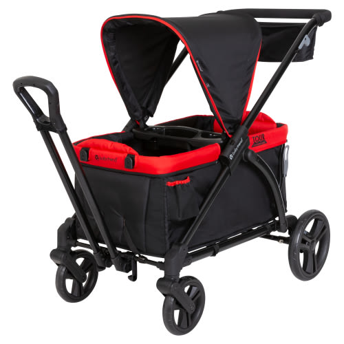 Baby Trend Tour 2-in-1 Stroller Wagon with Seats & Canopy, Perfect for Travel - Mars Red