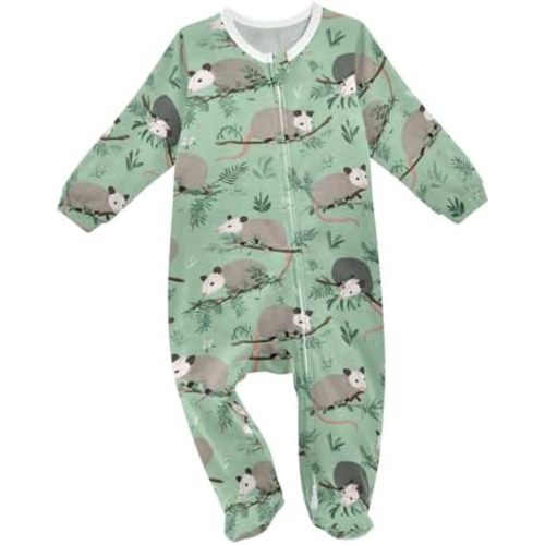 SHJI Baby One-Piece Footies Long Sleeve Rompers Pajamas Zip Front Pjs for Boys Girls kids