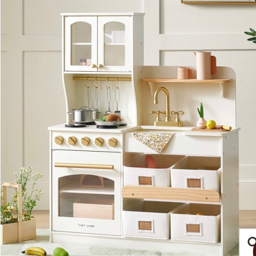 Tiny Land® Wooden Play Kitchen with Storage for Creative Toddlers