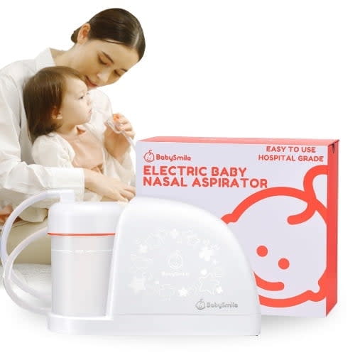 BabySmile | Electric Baby Nasal Aspirator | Hospital Grade Nose Suction for Newborn | 3 Suction Level Snot Sucker for Toddlers | Boogers/Mucus (Large)