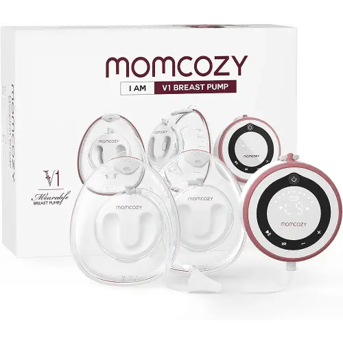 Momcozy Hospital Grade Breast Pump V1, Hands-Free & Portable Double Electric Breast Pump, Smart Touch Screen with 27 Pumping Combinations, Wearable Pump with 5 Flange Sizes