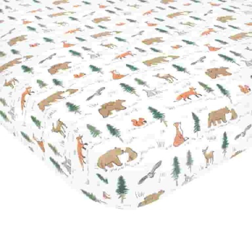 Hudson Baby Infant Boy Cotton Fitted Crib Sheet, Sweet Woodland, One Size