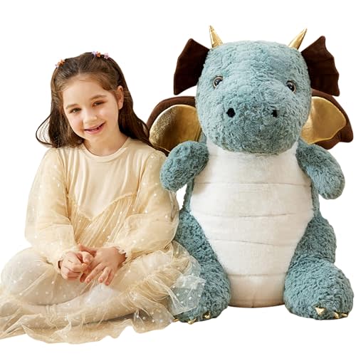 IKASA Giant Dragon Stuffed Animal Plush Toy,23" Large Winged Dinosaur Big Jumbo Soft Toys, Huge Size Cute Fluffy Plushy Fat Plushie,Gifts for Kid