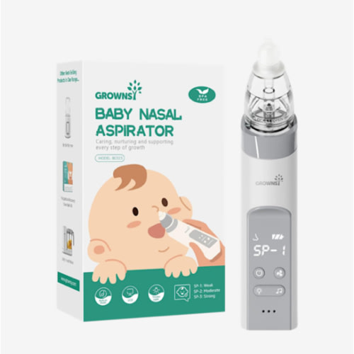 GROWNSY Nasal Aspirator for Baby, Electric Baby Nose Sucker with Larger Suction Chamber and More Powerful Suction, Automatic Nose Cleaner with Music and Light Soothing Function