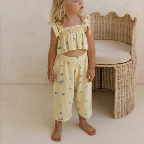LEMON BELLE FLEUR TIE CROP & PANT SET