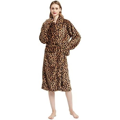 MERRYLIFE Women Bathrobes Lounger Long Nightgown Adjustable Waist Belt Luxury Petite Robes