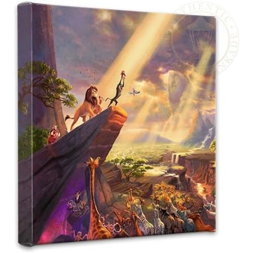Thomas Kinkade Disney The Lion King 14" x 14" Gallery Wrapped Canvas Art | Frameless Room Wall Art | Certificate of Authenticity Included