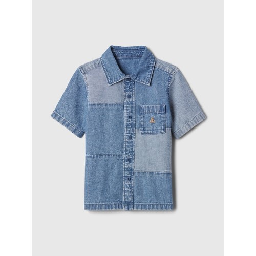 babyGap Patchwork Denim Shirt in patchwork, size: 6-12 M