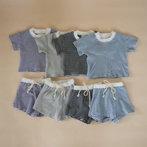 Suede's Way │striped t-shirt short set