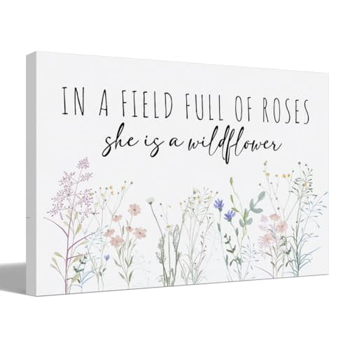 BIWSHA Wildflower Decor, Wildflower Nursery Decor, Floral Nursery Decorations, Girls Bedroom Canvas Wall Art For Baby Girls Room Kids Room, 11x14 Inch