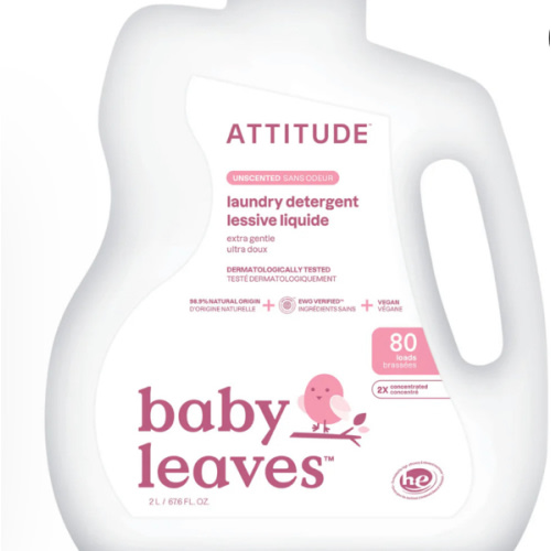 ATTITUDE Baby Laundry Detergent Liquid, EWG Verified, Safe for Baby Clothes, Infant and Newborn, Vegan and Naturally Derived Washing Soap, HE Compatible, Unscented, 80 Loads, 67.6 Fl Oz