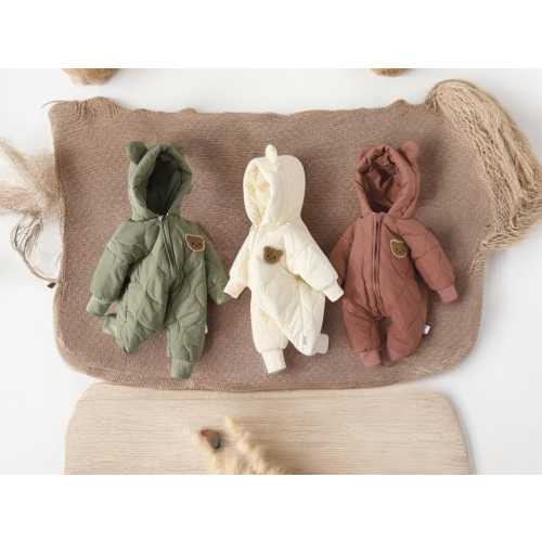 Winter Baby Romper with Fur Lining - Warm Cartoon Bear Jumpsuit for Boys & Girls (0-1Y)