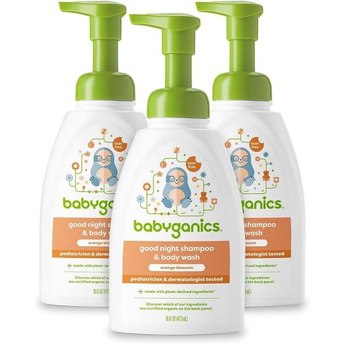 Babyganics Baby Shampoo + Body Wash Pump Bottle, Orange Blossom, Non-Allergenic and Tear-Free, 16 Fl Oz (Pack of 3), Packaging May Vary