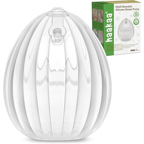 haakaa Wearable Shell Breast Pump 2-in-1 Hands-Free & Passive Silicone Milk Catcher | Discreet & Comfortable | Prevents Nipple Irritation | Easy to Clean and Use for Leakage Collection, 120ml -1 pc