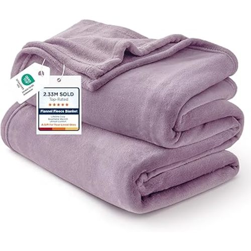 Bedsure GentleSoft Fleece Bed Blankets Queen Size Fog Purple - Soft Lightweight Plush Fuzzy Cozy Luxury Blanket Microfiber, 90x90 inches