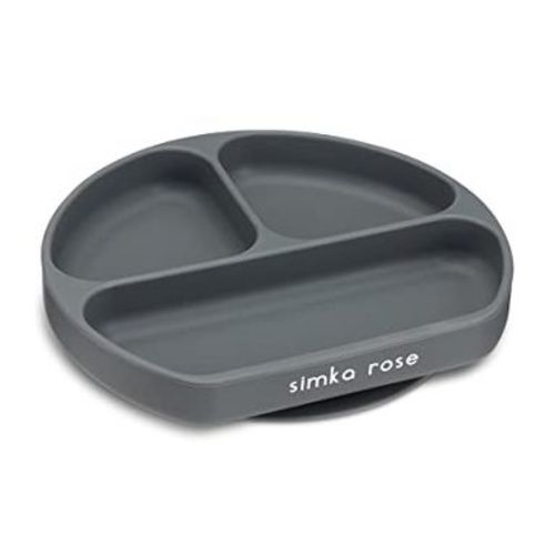 Simka Rose Silicone Suction Plate for Baby and Toddler, Shadow