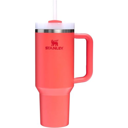 STANLEY Quencher H2.0 Tumbler with Handle and Straw 40 oz | Flowstate 3-Position Lid | Cup Holder Compatible for Travel | Insulated Stainless Steel Cup | BPA-Free | Hot Coral