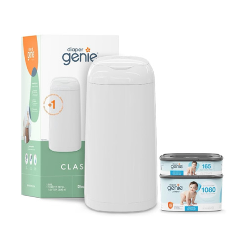 Diaper Genie Classic Gift Set | Baby Registry Must-Have | Odor Control with Push-N-Lock | Refill Supply for Up to 1,245 Newborn Diapers