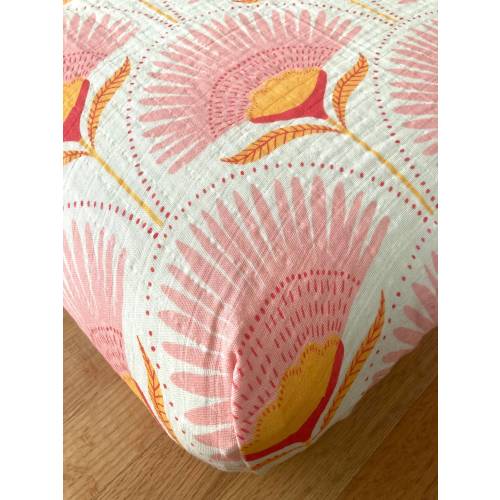 Crib Sheet, Pink Art Deco Floral, Handmade
