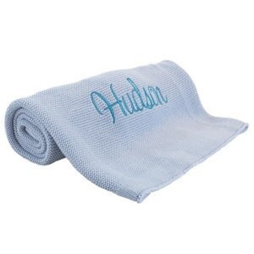 Custom Baby Blanket, Monogrammed Baby Blanket, Very Soft Cotton Knit, Pink or Blue Personalized Baby Blanket for Girls and Boys