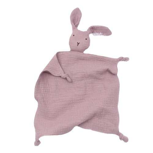 Organic Cotton Muslin Lovey Blanket, JICVY Organic Cotton Muslin Bunny Security Blanket Soft & Breathable Lovie Baby Gifts for Boys and Girls - Purple