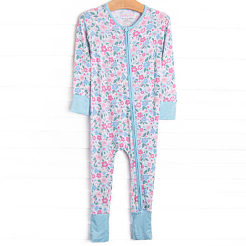 Blue Floral Bamboo Zippy Pajama, Blue – Stitchy Fish