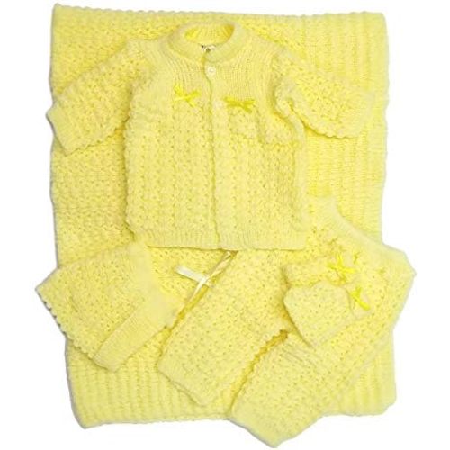 Manta de ganchillo para bebé recién nacido, conjunto de 5 piezas, sombrero, botines, suéter y pantalones