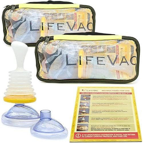 LifeVac Yellow Travel Kit 2 Pack - Portable Suction Rescue Device, First Aid Kit for Kids and Adults, Portable Airway Suction Device for Children and Adults