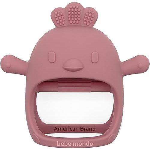 Teething Toys for Babies 0-6 months BPA Free, Never Drop Teether Baby Chew Toys for Teething Relief, Silicone Teether Pacifier Baby Teething Toys Newborn 0-3 Months for Sucking Needs, Infant Toys-Pink