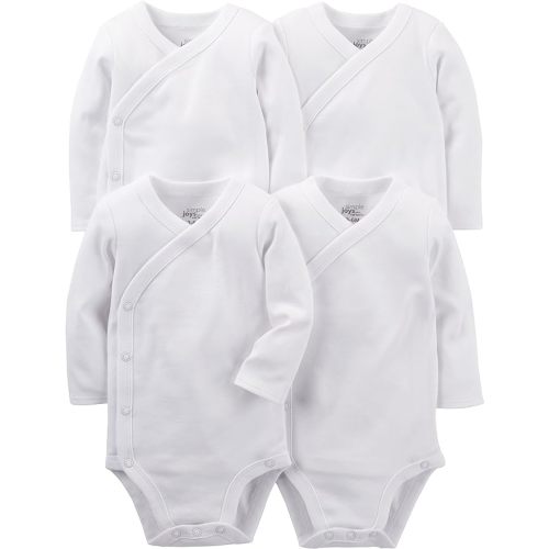 Simple Joys by Carter's unisex-baby 4-pack Side Snap Bodysuit - Newborn - White
