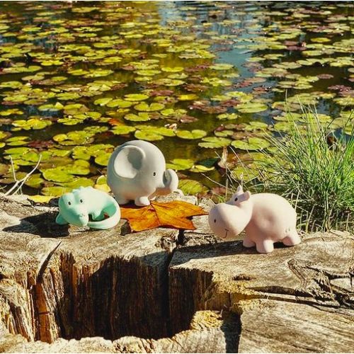 Crocodile Organic Rattle, Teether & Bath Toy | Natural Rubber Toy Set