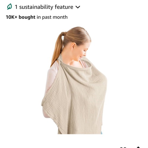 Konssy Muslin Nursing Cover for Baby Breastfeeding, Breathable 100% Cotton Breastfeeding Cover with Rigid Hoop for Mother Nursing Apron, Multi-use Carseat Canopy (Summer Wheat)