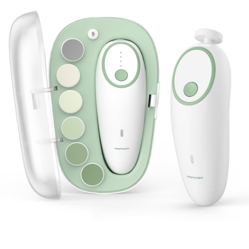 Momcozy Baby Nail File Electric, Gentle Baby Nail Trimmer Electric Rechargeable, Baby Nail Clipper Electric, 7 Grinding Head Replacement Pads